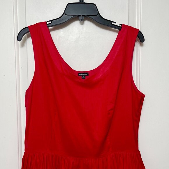 J. Peterman Red Sleeveless Scoop Neck Cotton Fit & Flare Midi Dress Size 14 - Picture 7 of 9